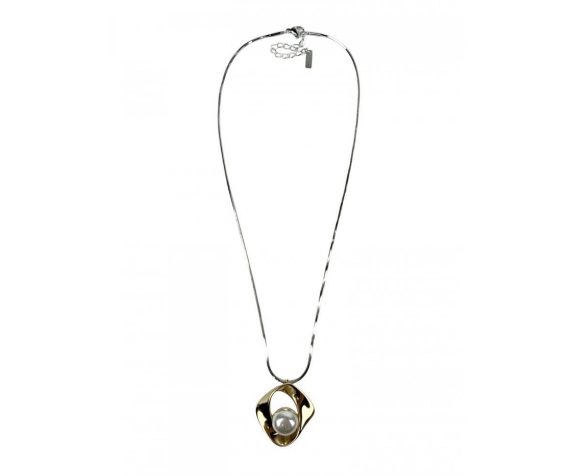 COLLAR ACERO BICOLOR PERLA
